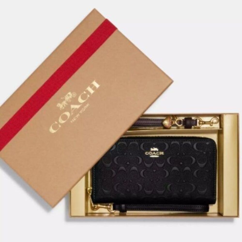 Coach Women's Signature Smooth Calf Leather Wallet Detachable Wrist Strap